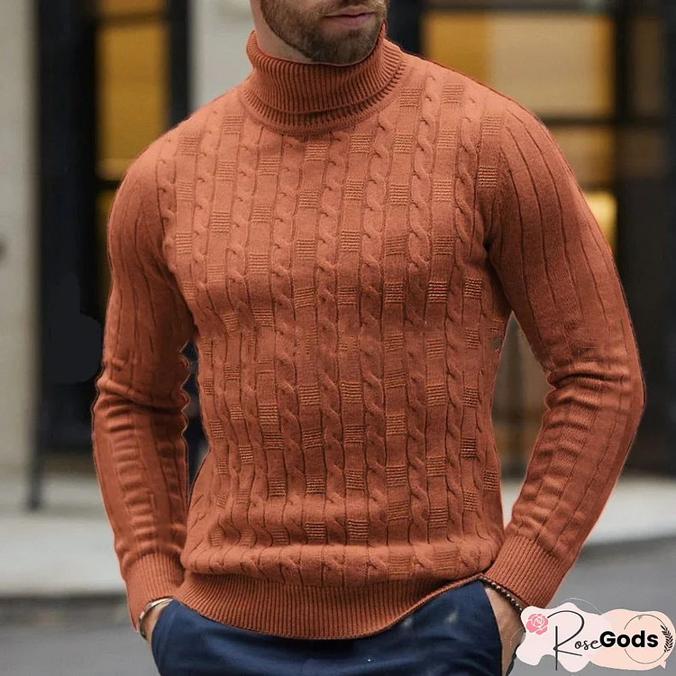 High Collar Simple Slim Men's Sweater