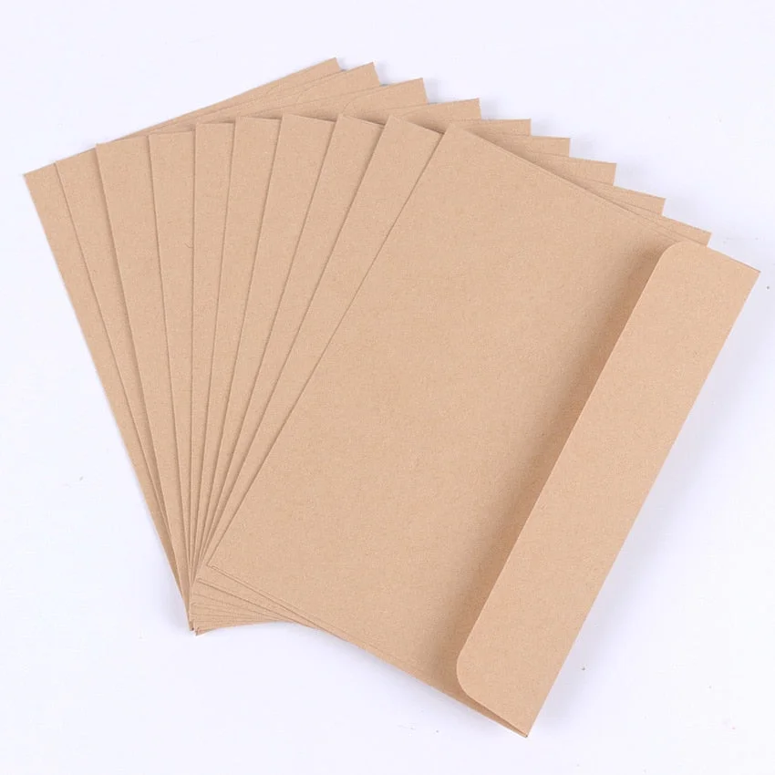 10pcs/Pack Vintage Large Envelope Postcard Letter Stationery Paper Airmail Retro School Office Gifts Kraft Envelopes