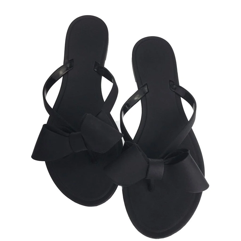 Flip Flops fWomen's Cute Kawaii Bow Flat Slippers Shoes Ladies Flip Flop Beach Shoes Bow Slippers Sandals Sandalias Mujer 2020
