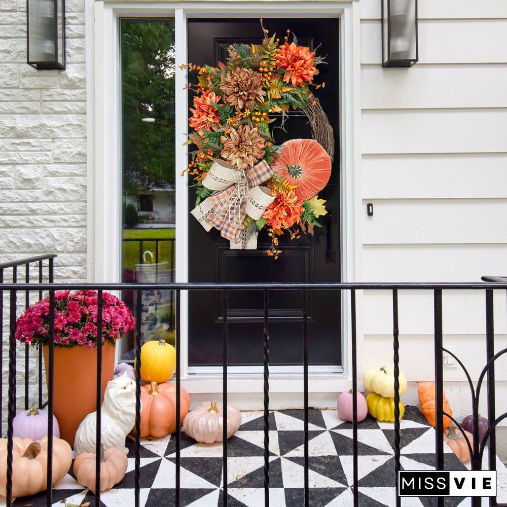 Fall Pumpkin Wreath-Rustic Grapevine Home Decor(Ready to Ship!)