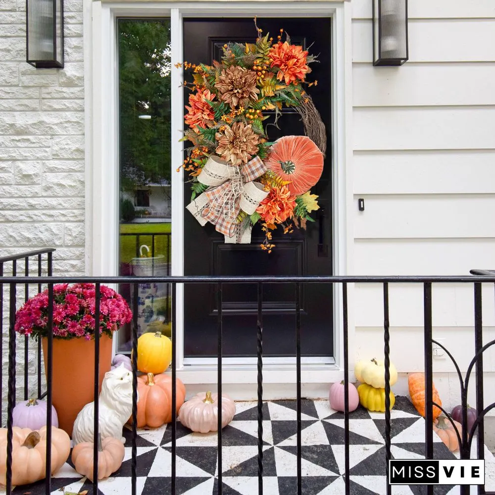 Fall Pumpkin Wreath-Rustic Grapevine Home Decor(Ready to Ship!)