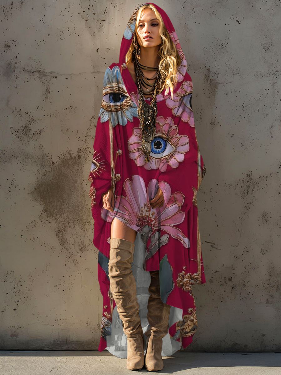 Women's autumn and winter cotton robe hooded smock dress