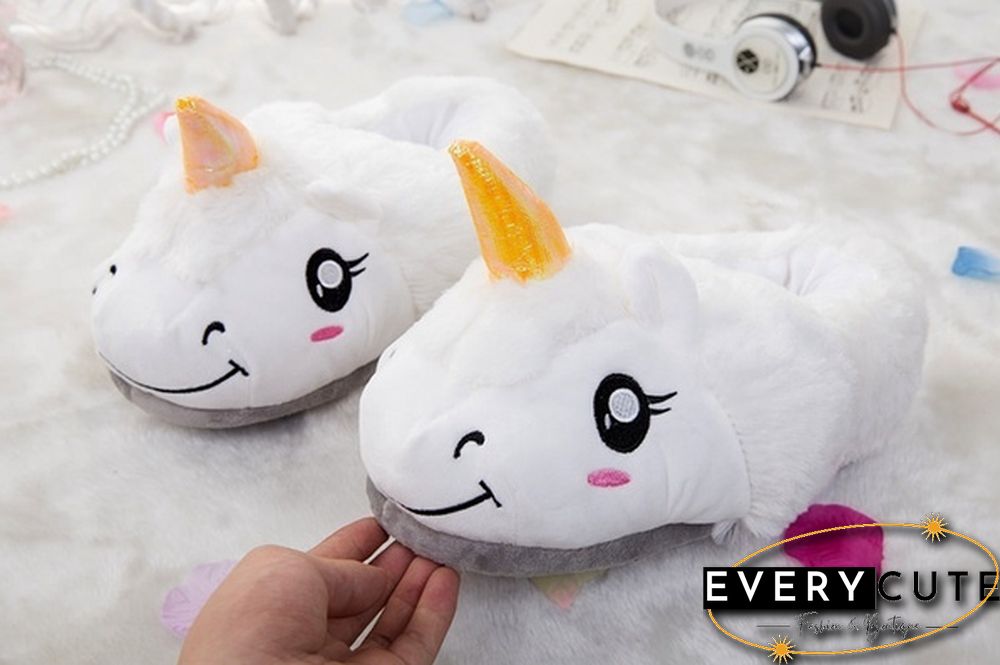 Winter Indoor Slippers Plush Home Shoes Unicorn Slippers For Grown Free Size Home Slippers Shoes Christmas Gift