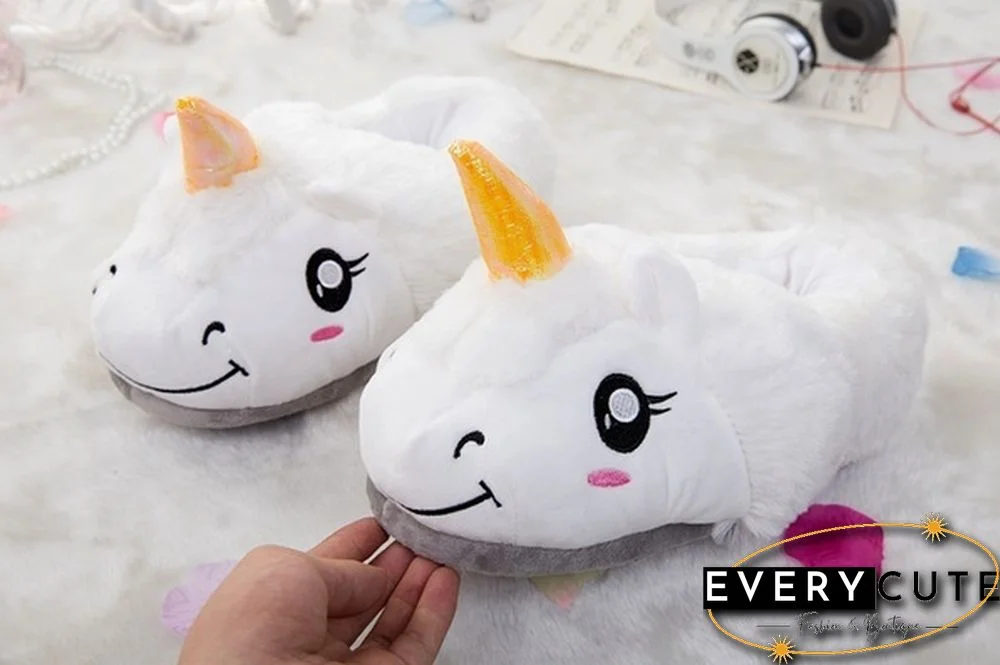 Winter Indoor Slippers Plush Home Shoes Unicorn Slippers For Grown Free Size Home Slippers Shoes Christmas Gift