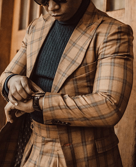 Retro Lapel Collar Plaid Single Breasted Pocket Design Blazer 