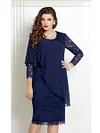 Plus Size Dress For Women  Lace Stitching Elegant Three-quarter Sleeve Cocktail Dresses