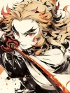 Ink Style Flame Hashira Kyojuro Rengoku Decorative Painting - Demon Slayer: Kimetsu No Yaiba - Xingkong Studio