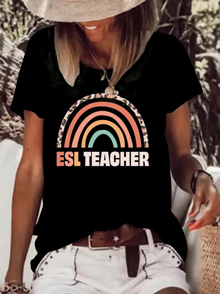 ESL teacher Raw Hem Tee