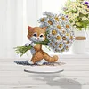 Diamond Painting Acrylic Daisy Orange Cat Desktop Diamond Painting Art Kits for Adults