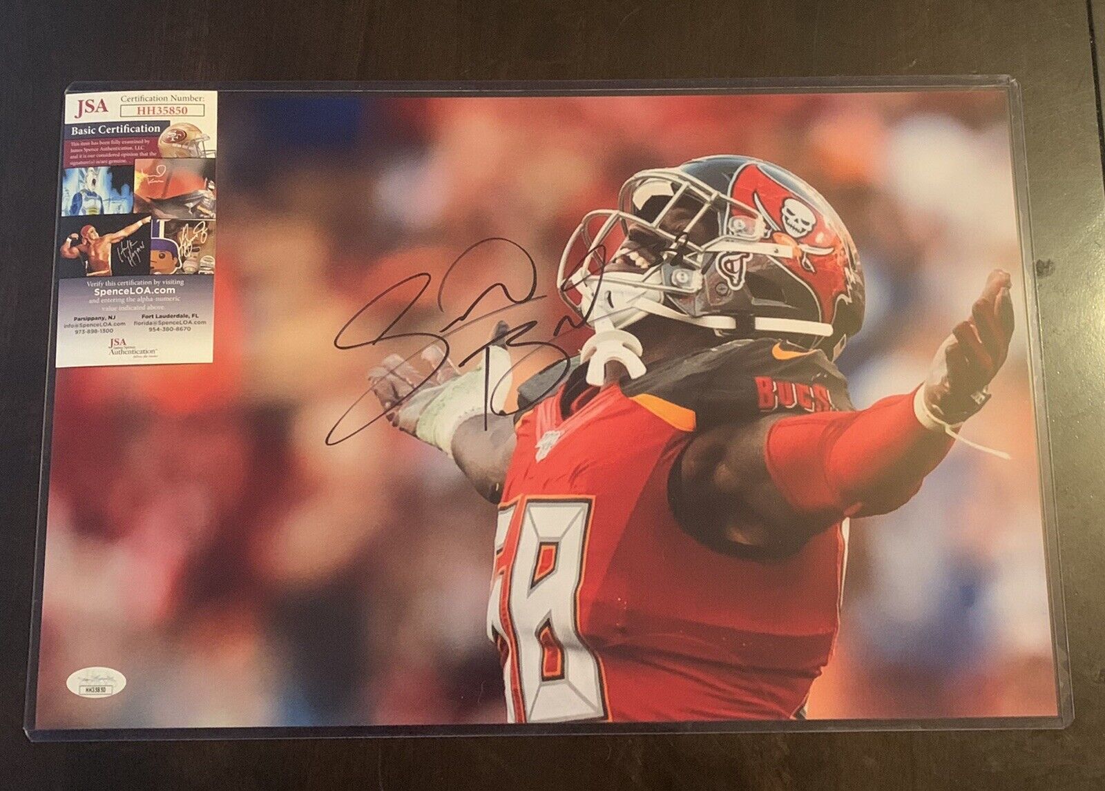 SHAQUIL BARRETT 11x17 BUCCANEERS Signed Photo Poster painting JSA/COA HH35850