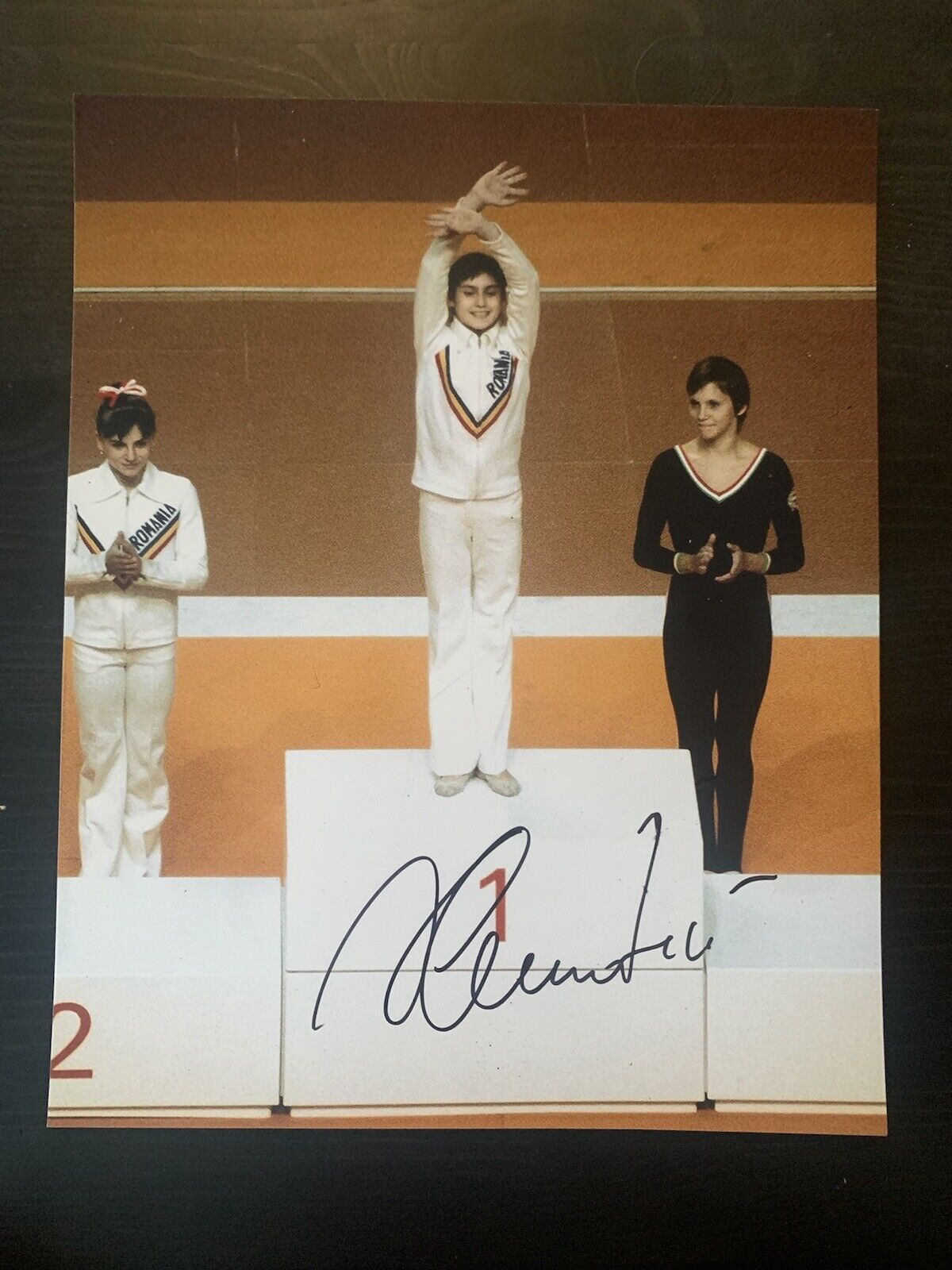 Nadia Comaneci signed 8x10 Photo Poster painting Olympic Gold Medalist Autographed