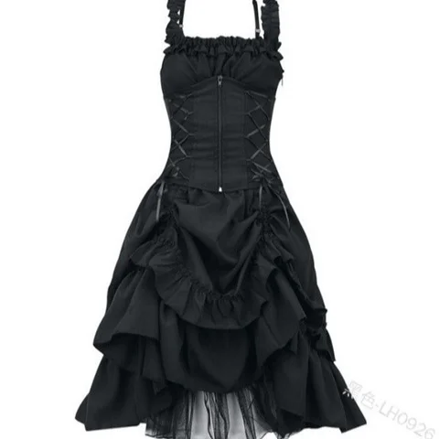 Uveng Uveng Lolita COS Gothic Slimming Irregular Design Strap Corset Dress Braped