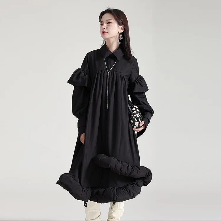 Personalized Design Long Sleeve Midi Dress - yankia