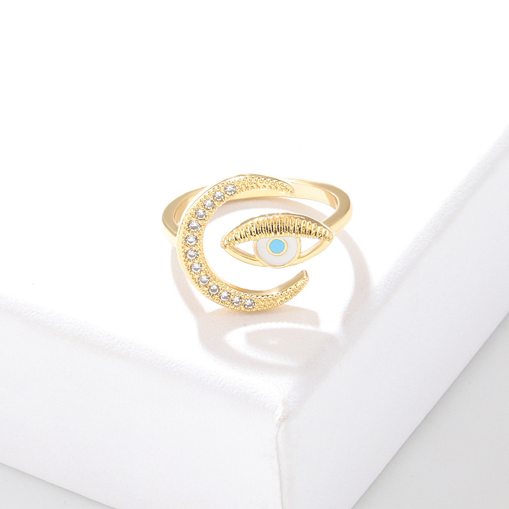 Devil's Eye Micro Set Zircon Ring Gold Statement Ring