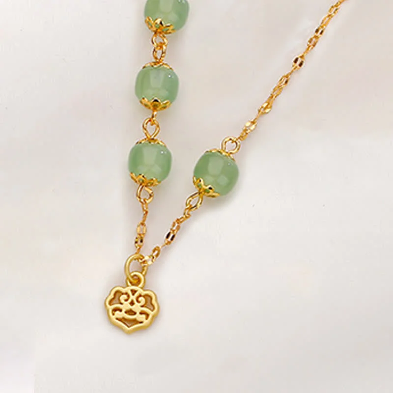 Jade Bead Peace Happiness Prosperity Chain Bracelet
