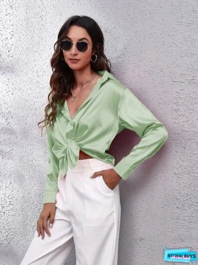 Button Up Collared Neck Long Sleeve Shirt