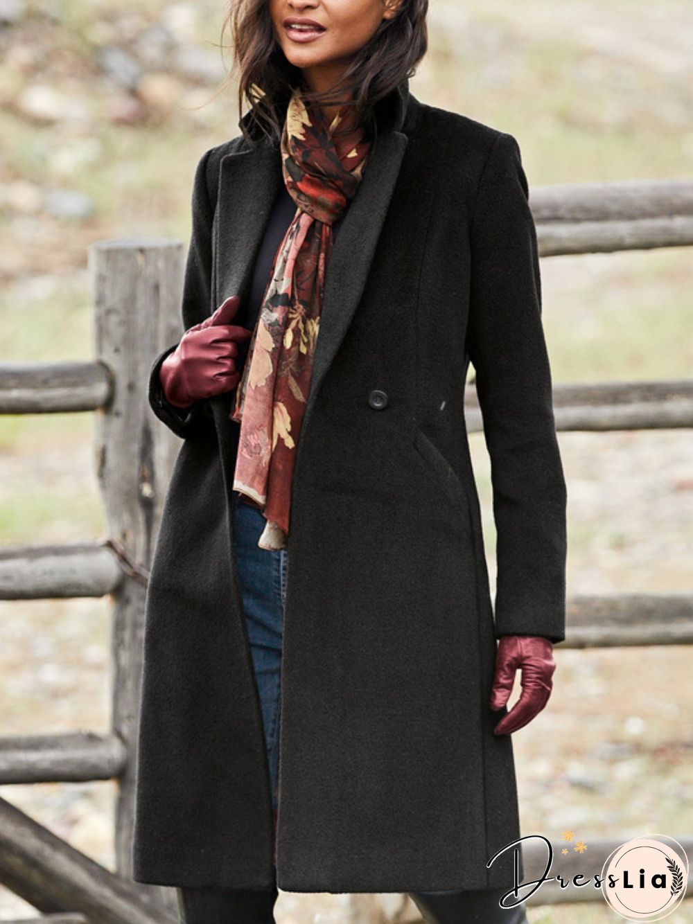 Plain Autumn West Styles/Cows Mid-weight Sports & Outdoor Long sleeve Loose Shawl Collar Woolen Overcoat for Women