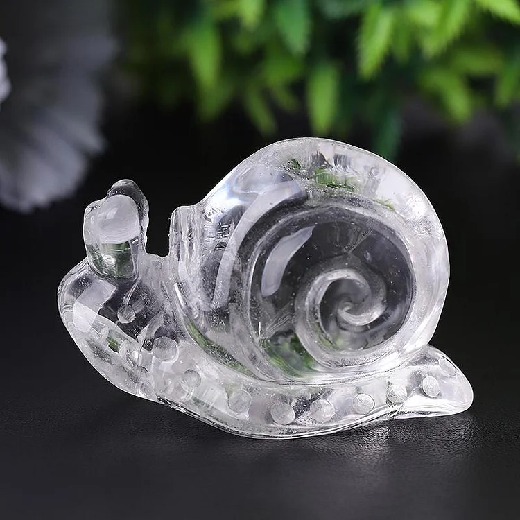 3" Clear Quartz Snail Crystal Carvings Animal Bulk