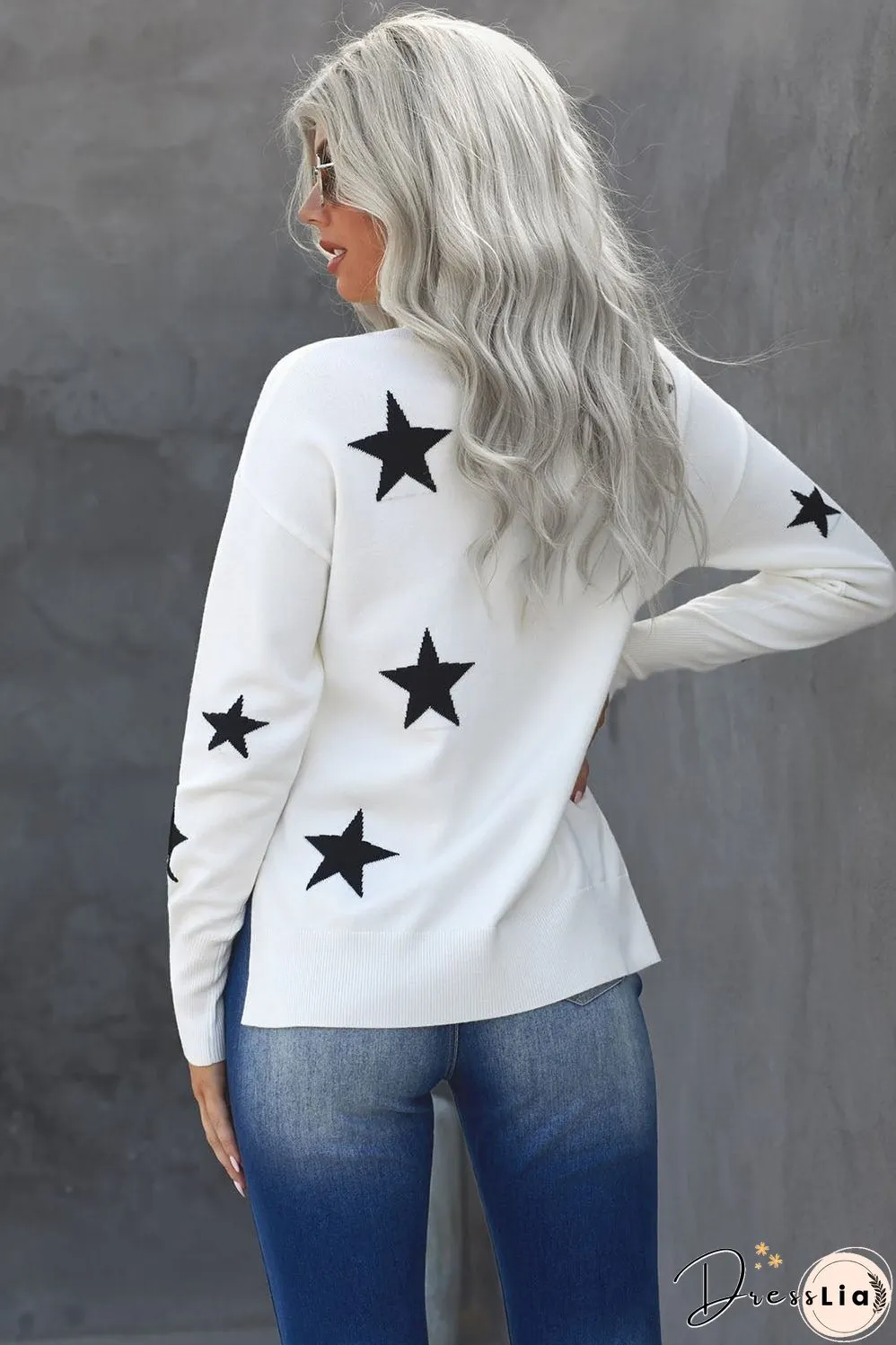 Turtleneck Star Print Sweater