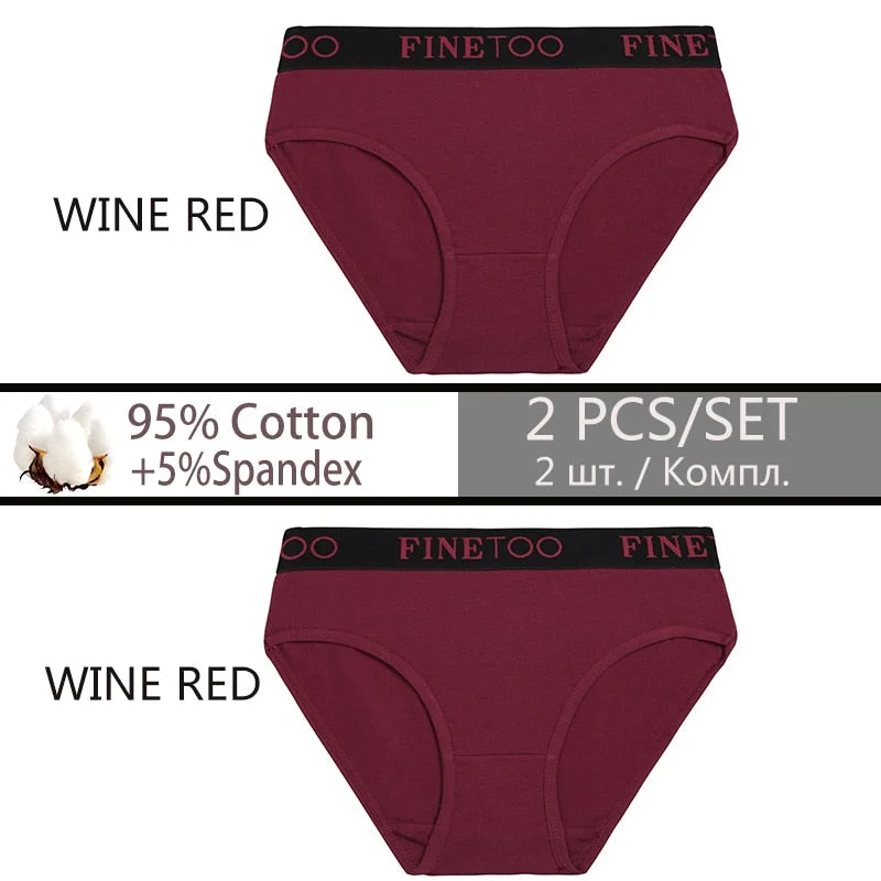 FINETOO 2PCS/Set Cotton Sexy Women Underwear Fashion Letter Women Panties Low-waisted Lingerie Female Girls 2021 Briefs M-XXL