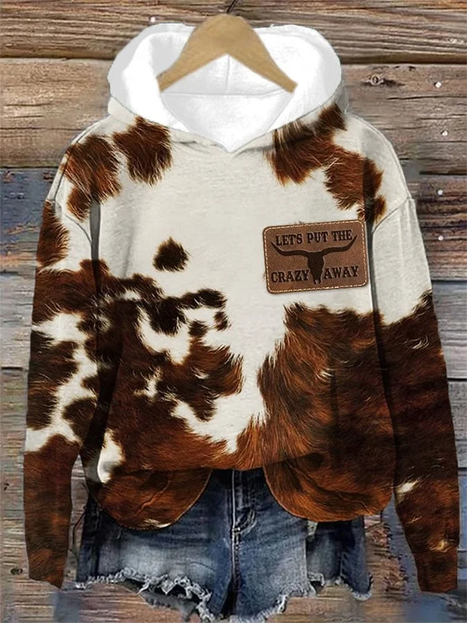 Women's Retro Let's Put the Crazy Away Print Long Sleeve Sweatshirt