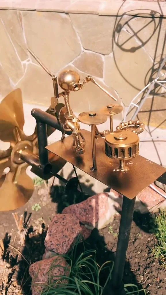 🥁Handmade Metal Drummer Windmill 