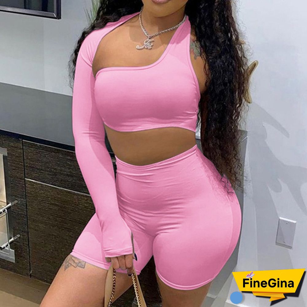 New Fashion Women Long Sleeve Crop Tops Sets Two Piece Set Slim Shirts Short Skirts Party Suit Two Piece Outfits