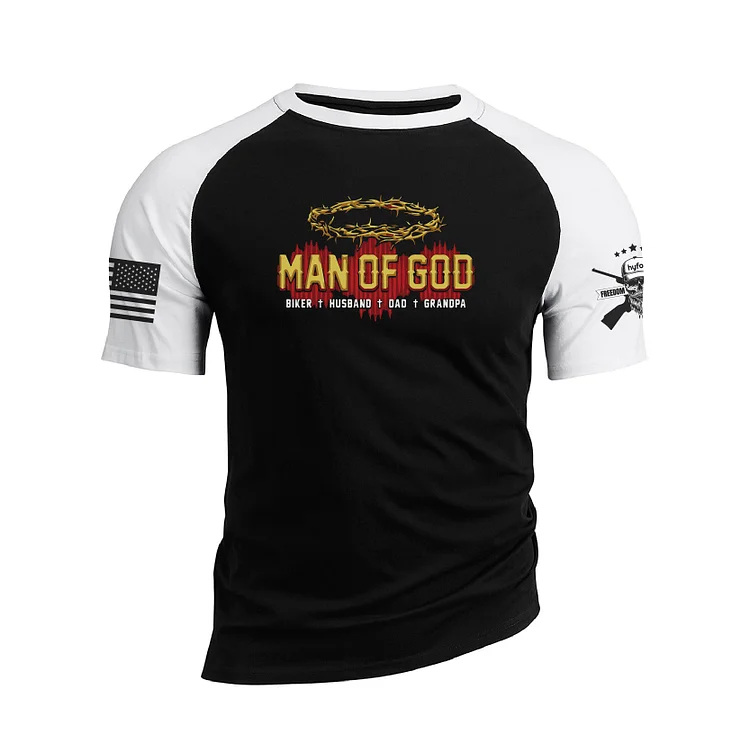 MAN OF GOD RAGLAN GRAPHIC TEE
