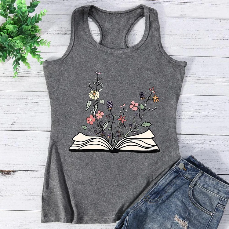 Flowers growing from book Vest Top