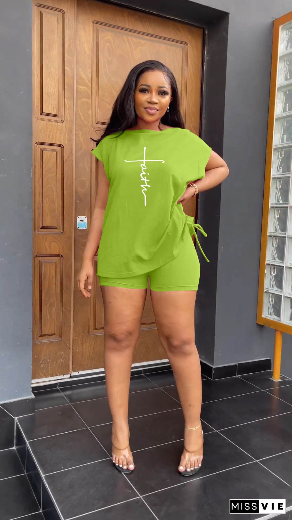 Casual Short Sleeve T-shirts Two Piece Short Sets