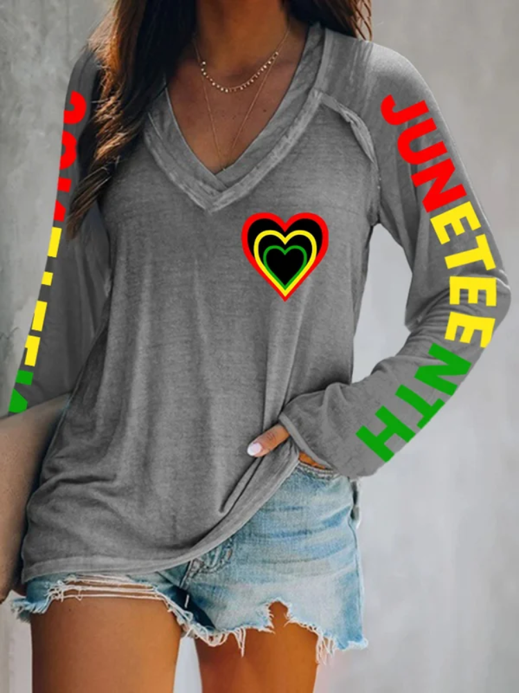 Women's Juneteenth V-Neck T-Shirt wearshes