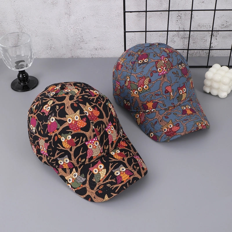 Unisex Casual Artistic Owl Curved Eaves Baseball Cap