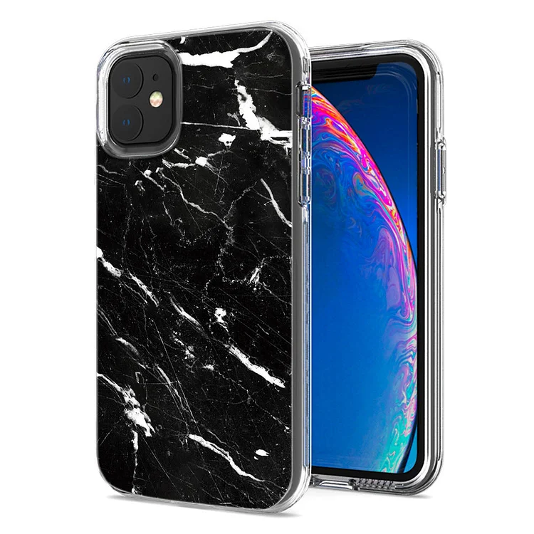 2023 Luxury Electroplated Marble Painted Transparent Protective Case For iPhone