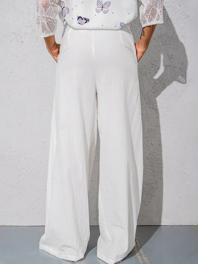 Casual Linen Plain Pants