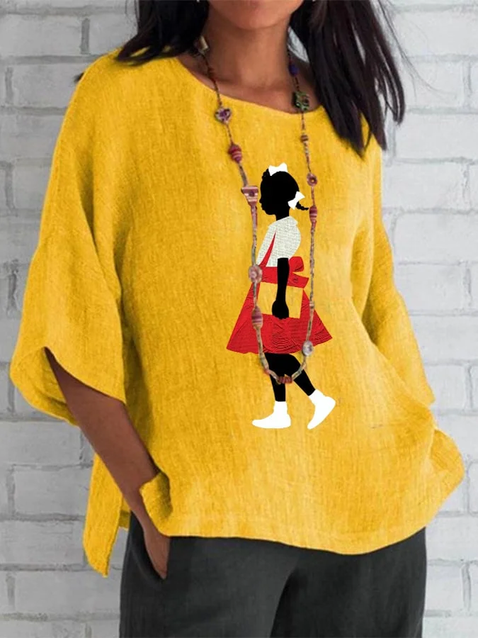 Women's Black History Black Girl Print  Printed Blouse 