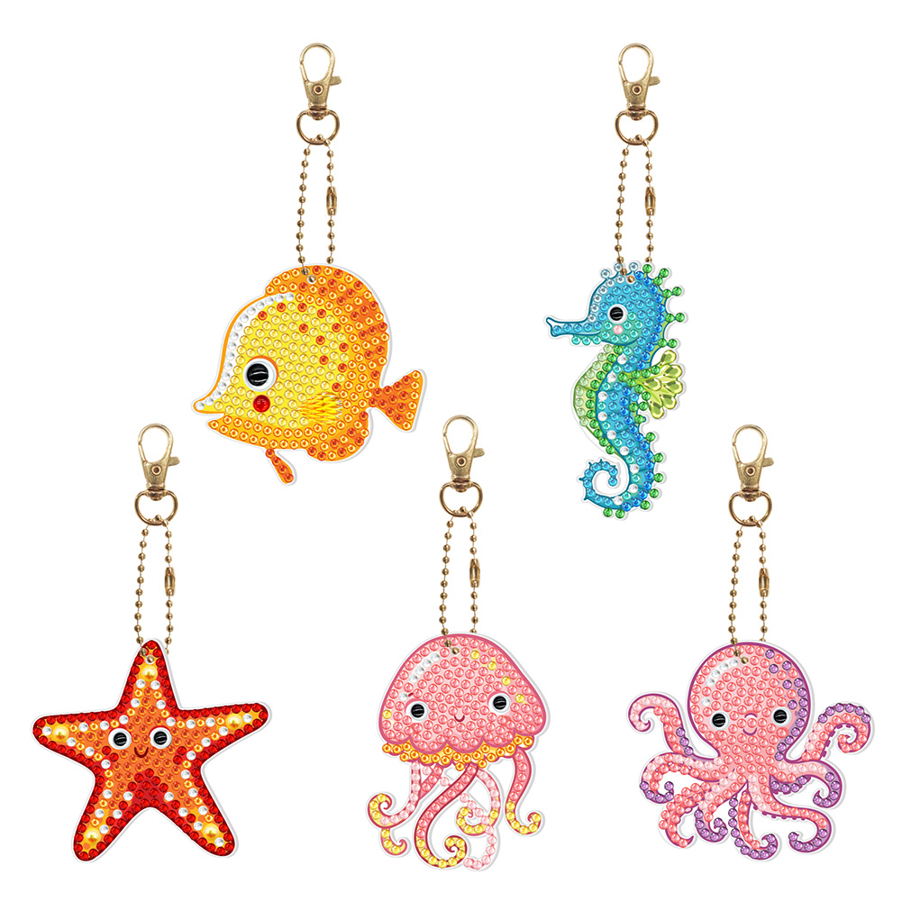

5pcs Sea Animal Double Sided - 5D DIY Craft Keychain, 501 Original