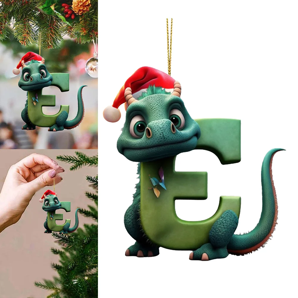 Christmas Cute Dragon Pendants Acrylic Letter Shaped Exquisite for Xmas Tree Car