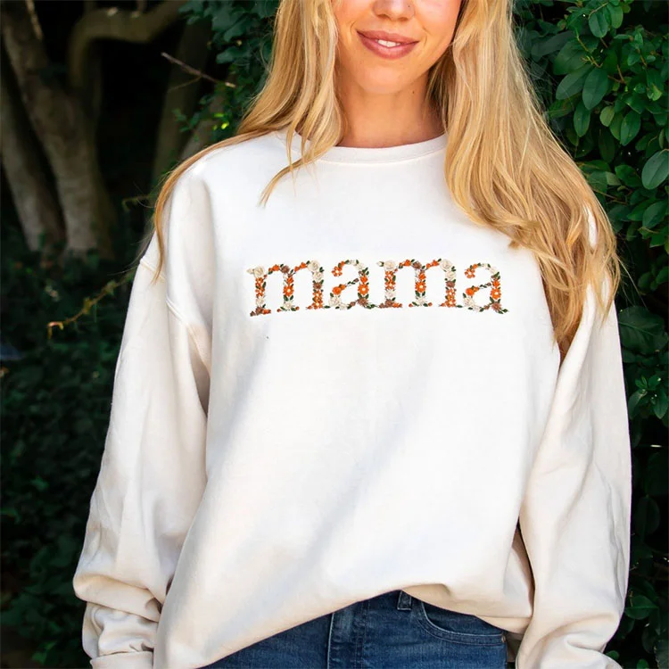Custom Embroidered Floral mama Sweatshirt