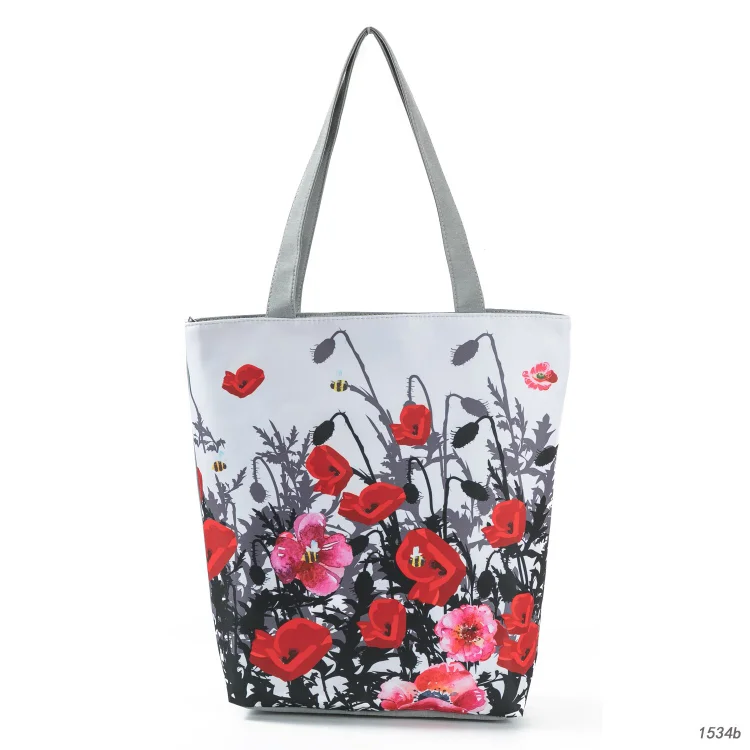 Zipped Tote Bag - Flower