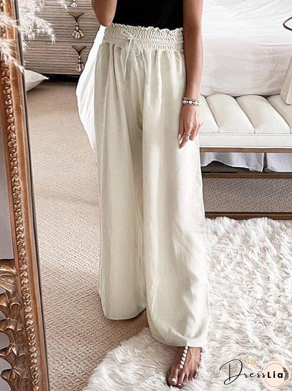 Wide-Leg High-Waisted Women'S Pants In Off-White
