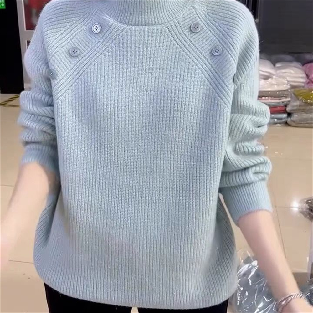 Luxylanellc 2025 New Pullover Sweater Women's Korean Fall Winter All-Match Loose Fashion Knitwear Ladies Bottoming Shirt Tops Female Clothes