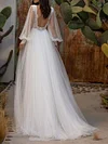 Lace Split-Joint Puff Sleeves A-Line Wedding Maxi Dress