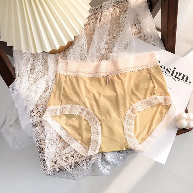 Women Cotton Underwear Sexy Striped Ice Panties Japanese Cute Girl Comfort Briefs Summer Fashion Bow Underpants Female Lingerie