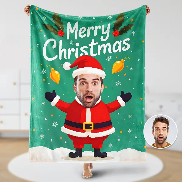 Custom Christmas Blankets Personalized Face & Name Xmas Blanket Gifts For Boys