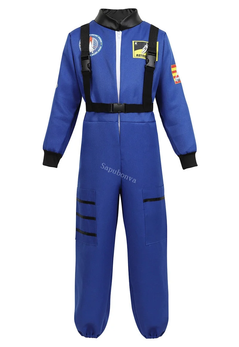 astronaut costume adult astronaut men women flight space suit jumpsuit halloween cosplay one piece overalls blue white orange