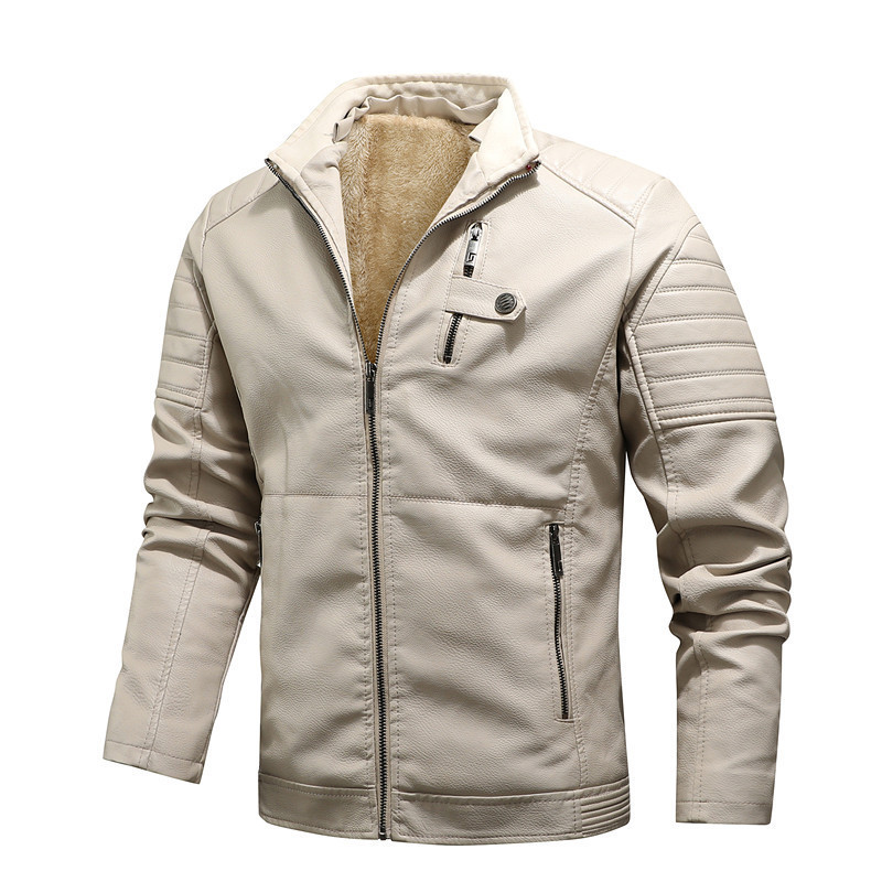 Men's Motorcycle Jacket Thickened Windproof Motorcycle Leather Jacket High Quality Casual Fashion Tight Winter Pu Jacket