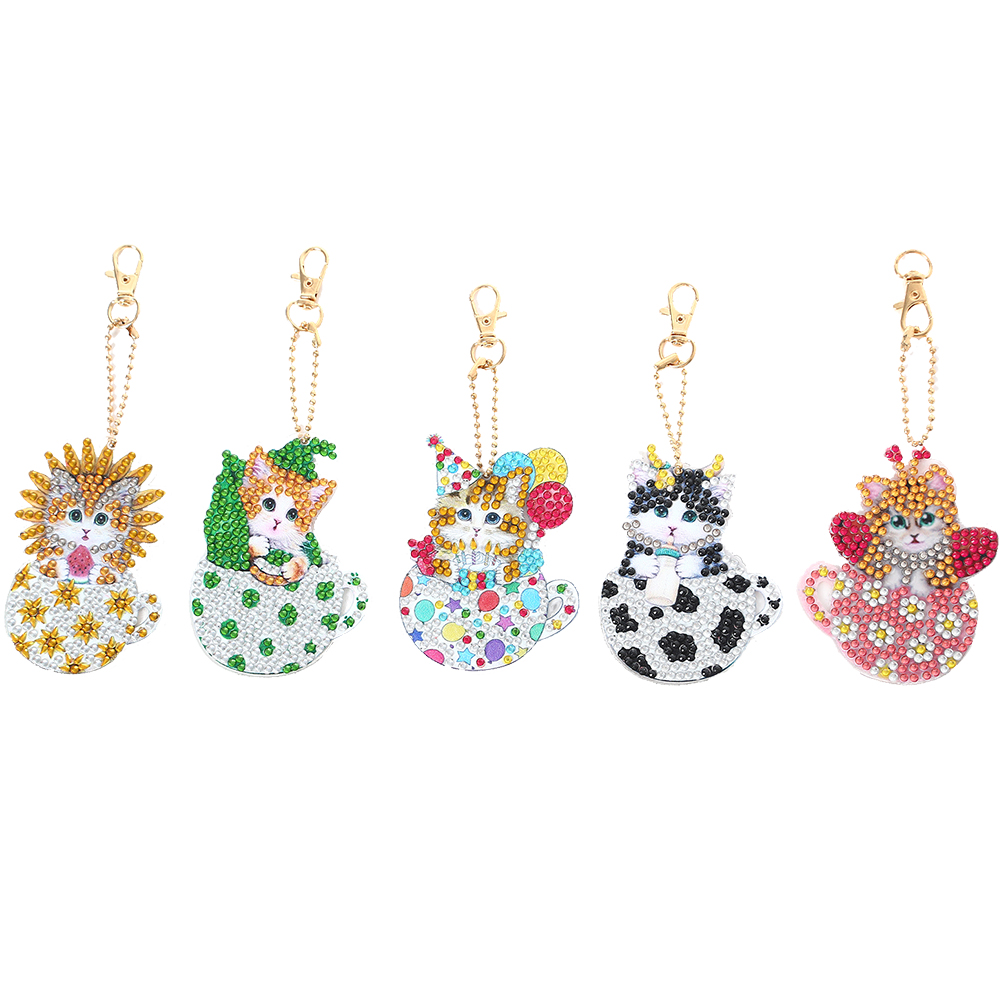 

Cup Cat - 5D DIY Craft Keychain, 501 Original