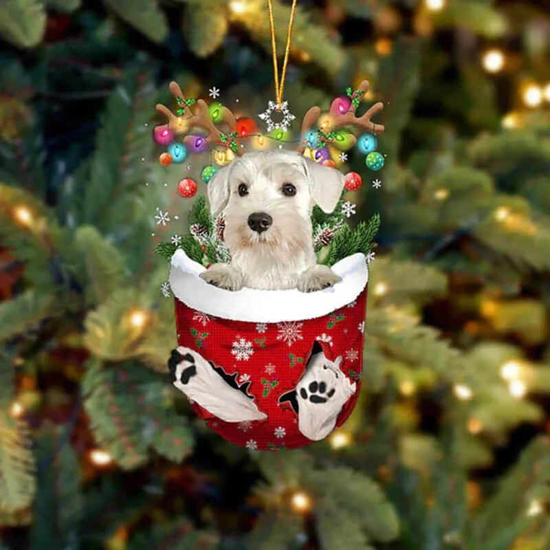 VigorDaily Miniature Schnauzer In Snow Pocket Christmas Ornament SP285