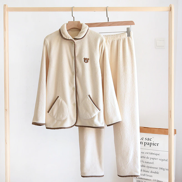 Lovely Bear Soft Velvet Lounge PJ Sets - Gotamochi Kawaii Shop, Kawaii Clothes