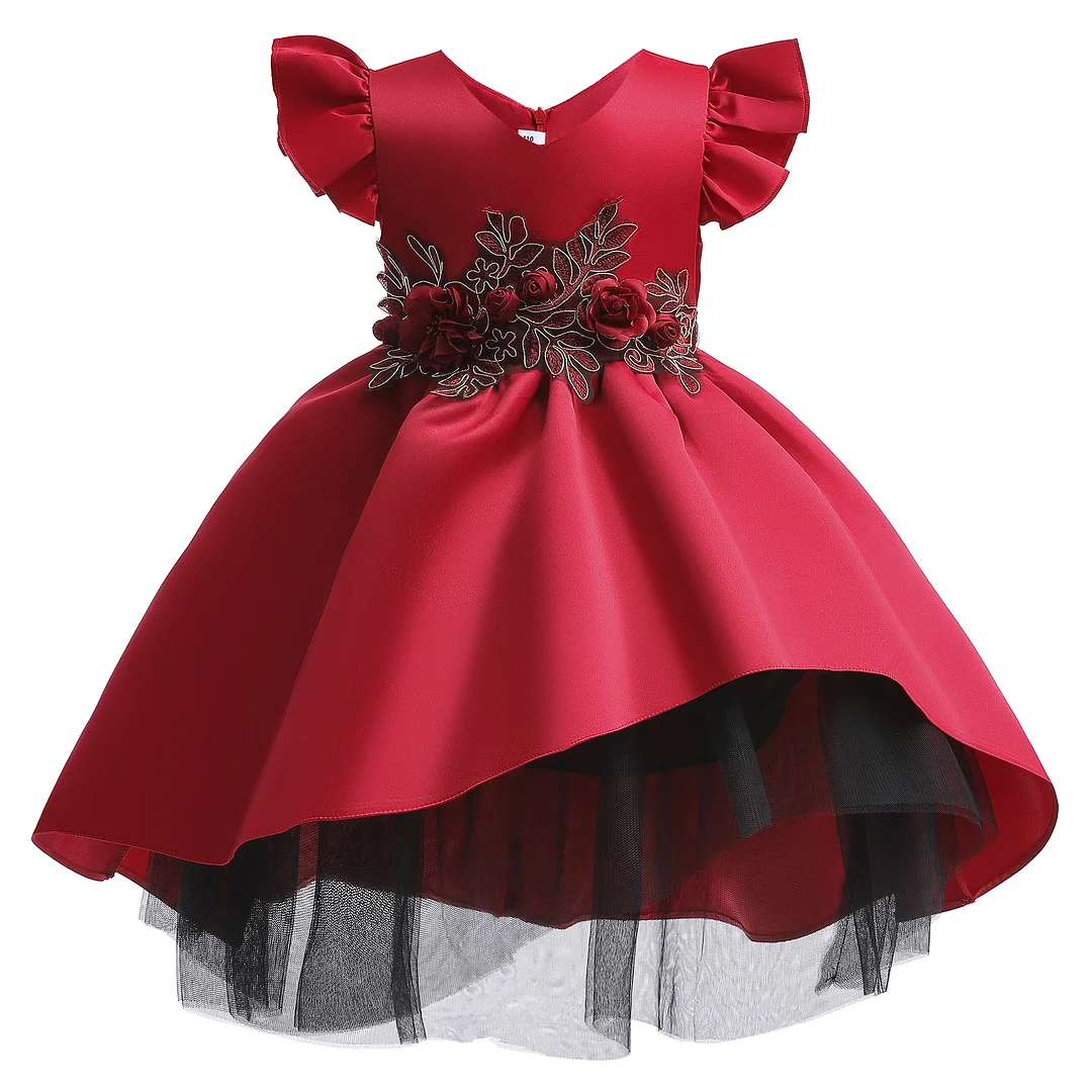 Girls' Red Dress: Perfect for Piano Performances, Hosting Events, and Princess Outfits!